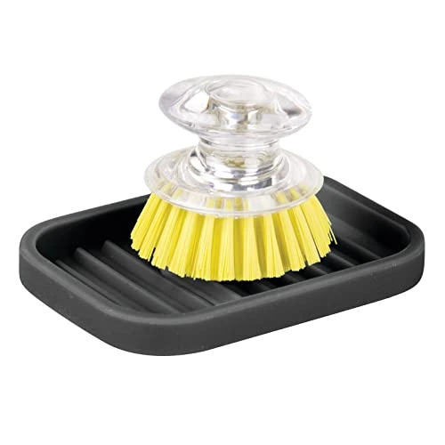 Silicone Kitchen Sink Storage Organizer Holder Tray For Sponges, Soap, Scrubber - Ribbed Base, Quick Dry, Waterproof, Non-Slip, Durable, Heat Resistant - Linelle Collection, 2 Pack, Black 3 Silicone Kitchen Sink Storage Organizer Holder Tray For Sponges, Soap, Scrubber - Ribbed Base, Quick Dry, Waterproof, Non-Slip, Durable, Heat Resistant - Linelle Collection, 2 Pack, Black - Image 3