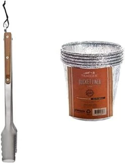 Traeger Pellet Grills BAC530 BBQ Tongs Accessory, Silver With Brown Small -Peugeot Shop 41VapypQ4L. AC