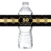 Black And Gold Happy 50th Anniversary Water Bottle Labels Stickers/Cheers To 50 Years Bottle Wrappers/Happy 50th Birthday Party Water Labels Supplies (Set Of 32)