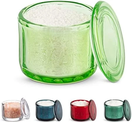 Glass Salt Cellar, With Glass Lid, Embossed Pressed Glass, Clear Storage Container, For Coffee, Sugar, Spices And Candies, Dishwasher Safe, 10 Oz 7 Glass Salt Cellar, With Glass Lid, Embossed Pressed Glass, Clear Storage Container, For Coffee, Sugar, Spices And Candies, Dishwasher Safe, 10 Oz - Image 7