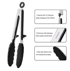 4 Pack Silicone Kitchen Cooking Tongs Set, Stainless Steel Nonstick Food Tong With BPA Free Silicone Tips For Serving Pasta Spaghetti Steak Pie Pizza Salad Vegetable Fruit Grilling BBQ Buffet 9" & 12" 10 4 Pack Silicone Kitchen Cooking Tongs Set, Stainless Steel Nonstick Food Tong With BPA Free Silicone Tips For Serving Pasta Spaghetti Steak Pie Pizza Salad Vegetable Fruit Grilling BBQ Buffet 9" & 12" -Peugeot Shop 41VfQhAEaHL