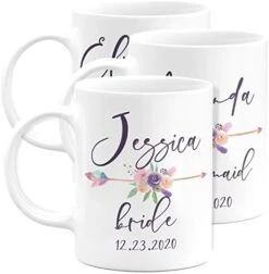 Et Of 6 - Personalized Bridesmaid Coffee Mug Gifts W/Free Customization - 15oz Ceramic Mug - Matron Of Honor, Mother Of The Bride, Maid Of Honor, Bridesmaid Gifts, Bachelorette Gift - Floral -Peugeot Shop 41Vk1HqQ8KL. AC