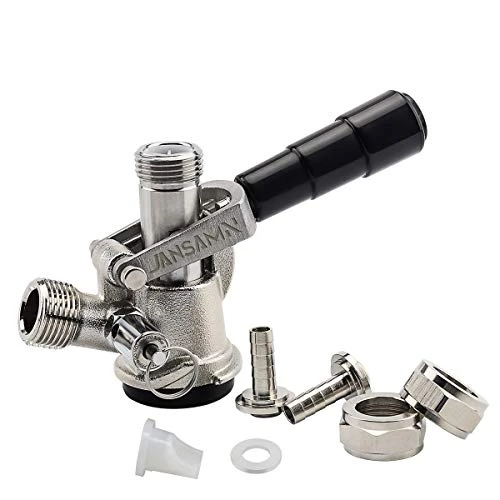 Jansamn Keg Coupler, Sankey D Tap With Stainless Steel Probe, Keg Coupler D System With Black Handle & Hose Clamp, D Style 2 Jansamn Keg Coupler, Sankey D Tap With Stainless Steel Probe, Keg Coupler D System With Black Handle & Hose Clamp, D Style - Image 2