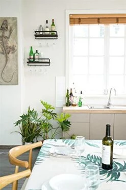 Wall Mounted Wine Rack Set Of 2 Wood Rustic Wine Bottle Glass Floating Shelves With Stemware Hanger Modern Plants Photos Wine Display Storage Holder For Kitchen Dining Room Bar, 17 Inch -Peugeot Shop 41VpySQFFGL