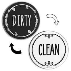 Circle Black & White Silicone Dishwasher Magnet Clean Dirty Sign, Double Sided Dirty Clean Dishwasher Magnet Indicator, Strong Non-Scratching Magnet, Kitchen Safe, Waterproof, And Decorative Design
