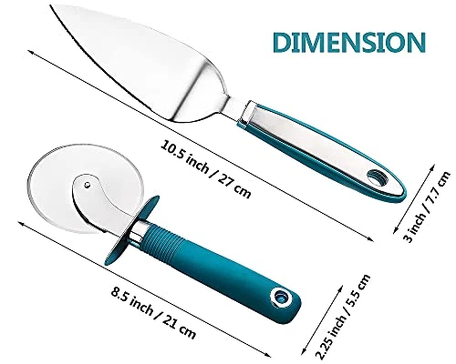 Webake Pizza Cutter Wheel Pie Serve Set, Large Pizza Slicer Stainless Steel Pie Cake Cutter With Non-slip Green Handle, Ideal For Cake Pizza Pies Dough Fudge 3 Webake Pizza Cutter Wheel Pie Serve Set, Large Pizza Slicer Stainless Steel Pie Cake Cutter With Non-slip Green Handle, Ideal For Cake Pizza Pies Dough Fudge - Image 3