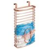 MDesign Steel Hanging Cabinet Storage Organizer Holder For Kitchen, Pantry - Holds Plastic, Sandwich, Garbage, Grocery And Trash Bags; Wrap, Foil, Pack - Spira Collection - Copper