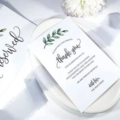 Thank You Placecards For Wedding (Set Of 50) Large 4" X 6" Table Place Setting Cards - Made In USA - Watercolor Greenery Green Leaves On White -Peugeot Shop 41Vx1YMcwwS