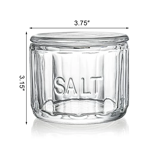 2 Pack Clear Glass Salt Cellar With Lid, Salt Storage Container Salt Box, Retro Style, Kitchen Decor, Wedding Gift, 3.75" D X 3.15" H 2 2 Pack Clear Glass Salt Cellar With Lid, Salt Storage Container Salt Box, Retro Style, Kitchen Decor, Wedding Gift, 3.75" D X 3.15" H - Image 2