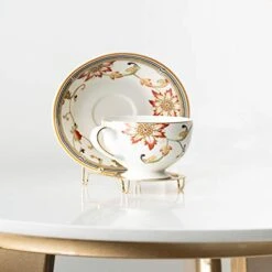 6pc Cup And Saucer Display Stand Tea Holder Rack For China Teacup Coffee Mug Organizer Etched Base Gold -Peugeot Shop 41WBZq7aeIL