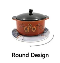 Onntec Ceramic Trivet For Hot Pots And Pans, Kitchen Decor Accessories For Table,Heat Resistant Mat With Marble Style,Round 7.7 Inch Set Of 2 -Peugeot Shop 41WBs2umK5L