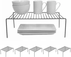 Smart Design Cabinet Storage Shelf Rack - Set Of 6 - Large - 8.5 X 16 Inch - Steel Metal Wire - Rust Resistant Coating - Dish, Counter And Pantry Organization - Kitchen - White -Peugeot Shop 41WJ02RULS. AC