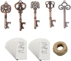 50pcs Rose Gold Skeleton Key Beer Bottle Opener With 100 Pcs Blank Card And 98 Feet Hemp Rope For Wedding Party Favors (mixed 5 Styles Rose Gold) -Peugeot Shop 41WKOl73RbL. AC