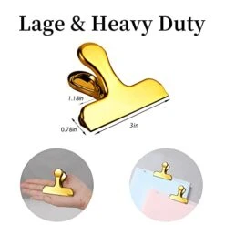 8 Pack Gold Bag Clips, Stainless Steel Chip Clips 3 Inches Heavy Duty Cute Metal Clips For Kitchen Food Snack Bags Air Tight(Gold) -Peugeot Shop 41WdAmPUHYL