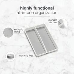Mini 2-Compartment Plastic Utensil Tray For Drawers, Multipurpose Storage Tray Drawer Organizer, White -Peugeot Shop 41Weu9hheTL