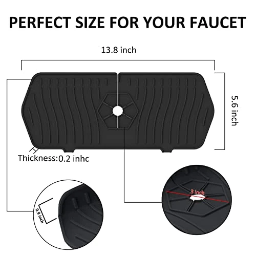 Upgrade Silicone Faucet Handle Drip Catcher Tray, Migdalo Sink Splash Guard, Silicone Faucet Mat Pad For Kitchen Bathroom Faucet, Faucet Drip Catcher (Black) 4 Upgrade Silicone Faucet Handle Drip Catcher Tray, Migdalo Sink Splash Guard, Silicone Faucet Mat Pad For Kitchen Bathroom Faucet, Faucet Drip Catcher (Black) - Image 4