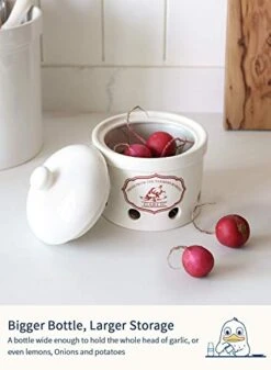 Garlic Keeper, 5 Inch Vented Ceramic Storage Container Holder, Reserve For Garlic, Onion, Lemon, Patato, Ginger Or Shallots, 1 Pack, White 11 Garlic Keeper, 5 Inch Vented Ceramic Storage Container Holder, Reserve For Garlic, Onion, Lemon, Patato, Ginger Or Shallots, 1 Pack, White -Peugeot Shop 41WluIXCJTL