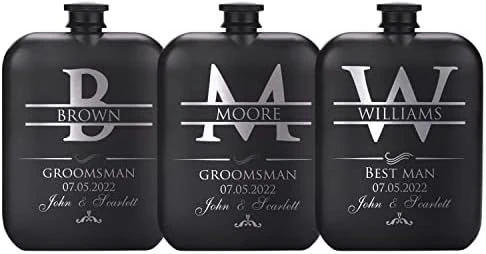 Groomsmen Gifts Set Of 6, Personalized Groomsmen Flask Set W Optional Gift Box - Wedding Favor, Engraved 6oz Stainless Steel Flask, Custom Flask Gift Set, Black #2 7 Groomsmen Gifts Set Of 6, Personalized Groomsmen Flask Set W Optional Gift Box - Wedding Favor, Engraved 6oz Stainless Steel Flask, Custom Flask Gift Set, Black #2 - Image 7