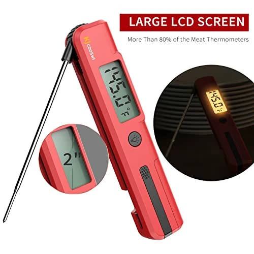 Meat Thermometers For Cooking, Kitchen Thermometer Digital, Food Temperature Thermometer With Backlit For Cooking Food, BBQ Grill, Liquids,Beef (RED) 2 Meat Thermometers For Cooking, Kitchen Thermometer Digital, Food Temperature Thermometer With Backlit For Cooking Food, BBQ Grill, Liquids,Beef (RED) - Image 2