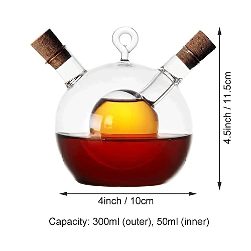 2 In 1 Oil And Vinegar Dispenser Cruet Bottle, Kitchen Supplies Glass Olive Oil And Balsamic Vinegar Cruet Bottle With Cork Stoppers, Hand-blown Glass Jar (Ball Shape) 3 2 In 1 Oil And Vinegar Dispenser Cruet Bottle, Kitchen Supplies Glass Olive Oil And Balsamic Vinegar Cruet Bottle With Cork Stoppers, Hand-blown Glass Jar (Ball Shape) - Image 3