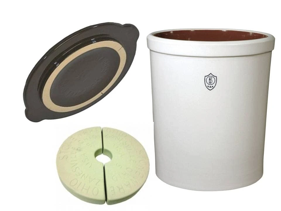 5 Gallon Fermentation & Preservation Crock - Crock, Lid, Stones 1 5 Gallon Fermentation & Preservation Crock - Crock, Lid, Stones