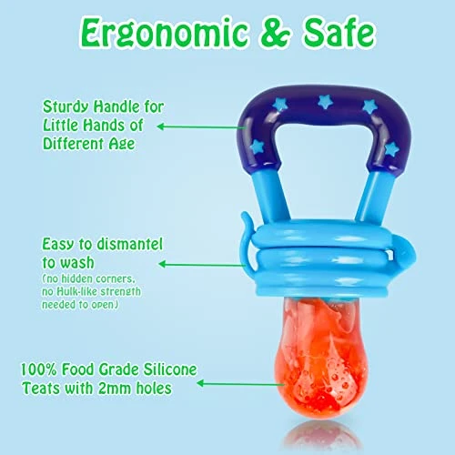 Aby Food Feeder/Fruit Feeder Pacifier (2 Pack) - HAOBAOBEI Infant Teething Toy Teether In Appetite Stimulating Colors, Bonus Includes 3 Sizes Silicone Pouches 2 Aby Food Feeder/Fruit Feeder Pacifier (2 Pack) - HAOBAOBEI Infant Teething Toy Teether In Appetite Stimulating Colors, Bonus Includes 3 Sizes Silicone Pouches - Image 2