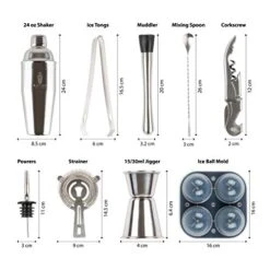 Premium Cocktail Shaker Set With Ice Ball Mold And Bamboo Stand - Bar Tools And Bar Accessories - Bar Set Shakers Bartending Drink Mixer - Drink Shaker Cocktail Set - Mixology Bartender Kit -Peugeot Shop 41XLlipCwXL