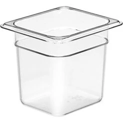 Wear Food Pan, Plastic, 1/6 Size, 6'' Deep, Polycarbonate, Clear, NSF (6 Pieces/Unit), Pack Of 6