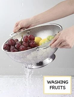 Micro-Perforated Stainless Steel Colander, Self-Draining, Solid Ring Base, Heavy-Duty Handles, 5 Quarts, Dishwasher-Safe -Peugeot Shop 41XUcjUoHxL