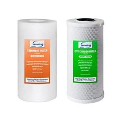 ISpring F2WGB21B Whole House 4.5"x10" Water Filtration High Capacity Sediment And CTO Carbon Block Water Filter Replacement Cartridge Pack Set For WGB21B