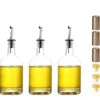 Olive Oil And Vinegar Cruet Small Wine Dispenser Glass Bottles 6 Oz (200ml) With Stainless Steel Spout,3 - Pack