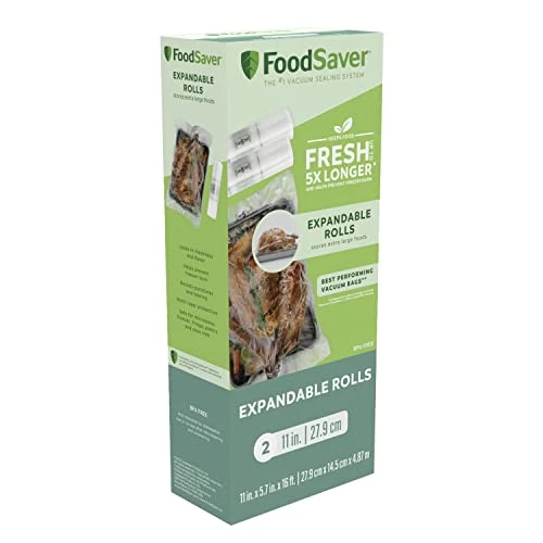 FoodSaver OodSaver Vacuum Sealer Bags For Extra Large Items, Rolls For Custom Fit Airtight Food Storage And Sous Vide, 11" X 16' (Pack Of 2) 1 FoodSaver OodSaver Vacuum Sealer Bags For Extra Large Items, Rolls For Custom Fit Airtight Food Storage And Sous Vide, 11" X 16' (Pack Of 2)