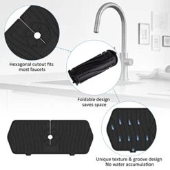 Upgrade Silicone Faucet Handle Drip Catcher Tray, Migdalo Sink Splash Guard, Silicone Faucet Mat Pad For Kitchen Bathroom Faucet, Faucet Drip Catcher (Black) 10 Upgrade Silicone Faucet Handle Drip Catcher Tray, Migdalo Sink Splash Guard, Silicone Faucet Mat Pad For Kitchen Bathroom Faucet, Faucet Drip Catcher (Black) -Peugeot Shop 41XfaiSbuKL