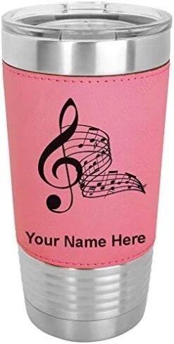 20oz Vacuum Insulated Tumbler Mug, Musical Notes, Personalized Engraving Included (Faux Leather, Gray) -Peugeot Shop 41Xi4dwNfBL. AC