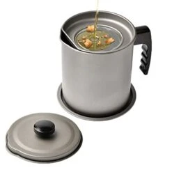 Cooking Oil Storage Grease Keeper, Grease Oil Strainer Container Pot With Filter For Deep Fryer
