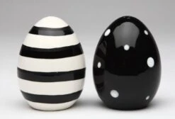 Black And White Egg Salt & Pepper, 2" X 2" 2 3/4" H