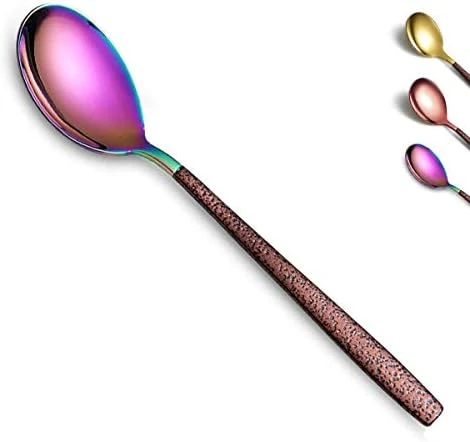 Dinner Spoon Set Of 4 With Moon Surface Handle And Shiny Rose Gold Mouth, Stainless Steel Copper Spoons Silverware Set Dishwasher Safe 9 Dinner Spoon Set Of 4 With Moon Surface Handle And Shiny Rose Gold Mouth, Stainless Steel Copper Spoons Silverware Set Dishwasher Safe - Image 9