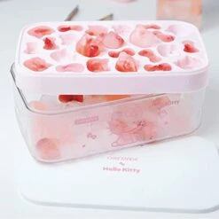 Hello Kitty Ice Cube Tray With Lid Container & Scoop, Easy-Release Silicone & Flexible 24pcs Cute Kitty Ice Cubes For Chingling Cocktail And Milk Tea (Pink) -Peugeot Shop 41XtuvYORyL