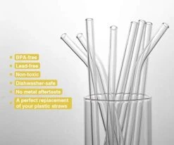 8"x8mm Long Reusable Glass Straws, Clear Drinking Straws For Smoothie, Milkshakes, Tea, Juice-12 Pack Including 6 Straight And 6 Bent With 2 Cleaning Brush, Perfect For Hot Or Cold Drinks 10 8"x8mm Long Reusable Glass Straws, Clear Drinking Straws For Smoothie, Milkshakes, Tea, Juice-12 Pack Including 6 Straight And 6 Bent With 2 Cleaning Brush, Perfect For Hot Or Cold Drinks -Peugeot Shop 41XxhGN8mAL