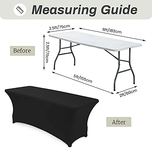 6Ft Table Cover Table Cloths For Parties Spandex Party Patio Fitted Table Covers For 6 Foot Tables Rectangle Tablecloths In Bulk For Wedding(Black) 4 6Ft Table Cover Table Cloths For Parties Spandex Party Patio Fitted Table Covers For 6 Foot Tables Rectangle Tablecloths In Bulk For Wedding(Black) - Image 4