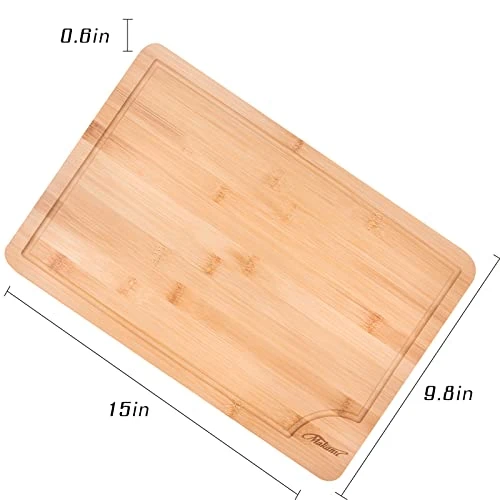 Bamboo Cutting Board Large 15 Inch, With Juice Groove, Handles On Both Sides For Easy Pick Up, Smooth Surface, For Kitchen And Party, Cut Raw Food Such As Meat, Beef And Chicken 2 Bamboo Cutting Board Large 15 Inch, With Juice Groove, Handles On Both Sides For Easy Pick Up, Smooth Surface, For Kitchen And Party, Cut Raw Food Such As Meat, Beef And Chicken - Image 2
