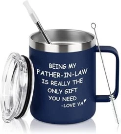 Being My Father-in-Law Stainless Steel Coffee Mug, Father's Day, Birthday, Christmas Gift For Father In Law, Dad, Father, Step Dad, Daddy, Insulated Coffee Mug With Lid And Handle, Black -Peugeot Shop 41YEJsYBgL. AC