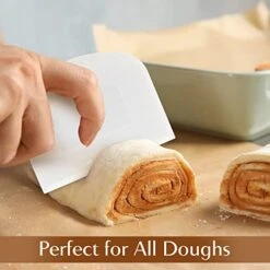 Lastic Bench Scraper For Baking - The Perfect Bowl Scraper, Dish Scraper, Bread Cutter, Dough Cutter, And Dough Scraper - Good Grip Pan Scraper For Kitchen Baking Tools 2 Piece, White - By RamPro -Peugeot Shop 41YLaoDrNeL