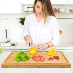 Extra Large XXXL Bamboo Cutting Board 24 X16 Inch,Largest Wooden Butcher Block For Turkey, Meat, Vegetables, BBQ, Over The Sink Chopping Board With Handle And Juice Groove -Peugeot Shop 41YNYhyAP6L