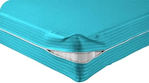 Luxurious Mattress Cover 1000 Thread Counts 100% Egyptian, 28" Inch Deep Pocket Olympic Queen Size, Stripe Sand Zipper Around The Mattress 9 Luxurious Mattress Cover 1000 Thread Counts 100% Egyptian, 28" Inch Deep Pocket Olympic Queen Size, Stripe Sand Zipper Around The Mattress - Image 9