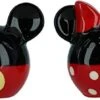 Disney Mickey And Minnie Mouse Ceramic Salt And Pepper Set, Red/Black