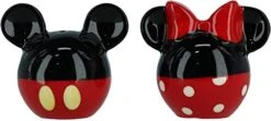 Disney Mickey And Minnie Mouse Ceramic Salt And Pepper Set, Red/Black