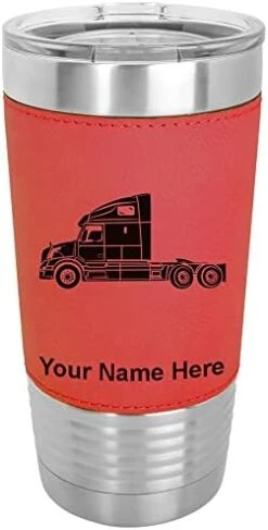 20oz Vacuum Insulated Tumbler Mug, Truck Cab, Personalized Engraving Included (Faux Leather, Black) -Peugeot Shop 41YbeNWRiGL. AC