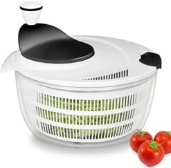 Ourokhome Salad Spinner Lettuce Dryer, Rotary Veggie Washer With Compact Bowl And Colander, Easy To Clean, Wash, Dry Vegetables, Fruits, Lettuce, Greens, Lockable Lid, 4L, White 21 Ourokhome Salad Spinner Lettuce Dryer, Rotary Veggie Washer With Compact Bowl And Colander, Easy To Clean, Wash, Dry Vegetables, Fruits, Lettuce, Greens, Lockable Lid, 4L, White -Peugeot Shop 41YeeTFLByL. AC