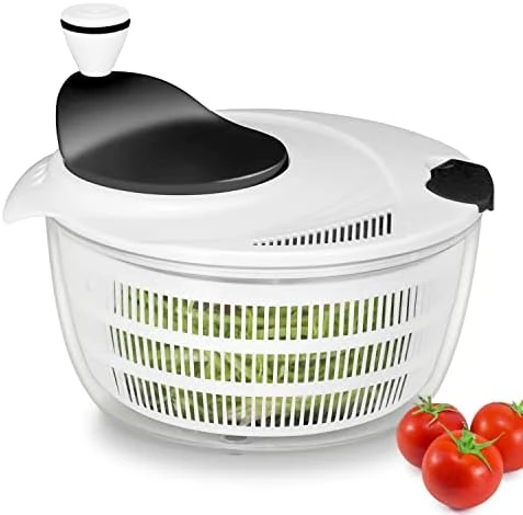 Ourokhome Salad Spinner Lettuce Dryer, Rotary Veggie Washer With Compact Bowl And Colander, Easy To Clean, Wash, Dry Vegetables, Fruits, Lettuce, Greens, Lockable Lid, 4L, White 11 Ourokhome Salad Spinner Lettuce Dryer, Rotary Veggie Washer With Compact Bowl And Colander, Easy To Clean, Wash, Dry Vegetables, Fruits, Lettuce, Greens, Lockable Lid, 4L, White - Image 11